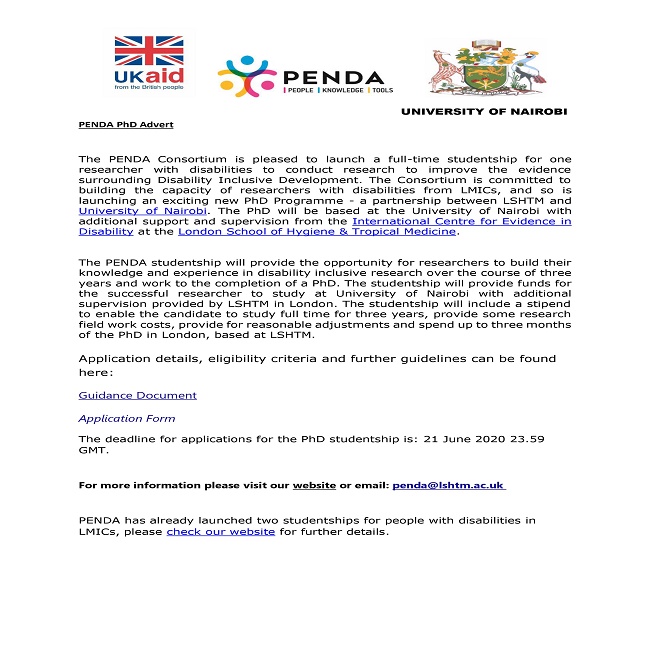  Programme for Evidence to Inform Disability Action(PENDA) 