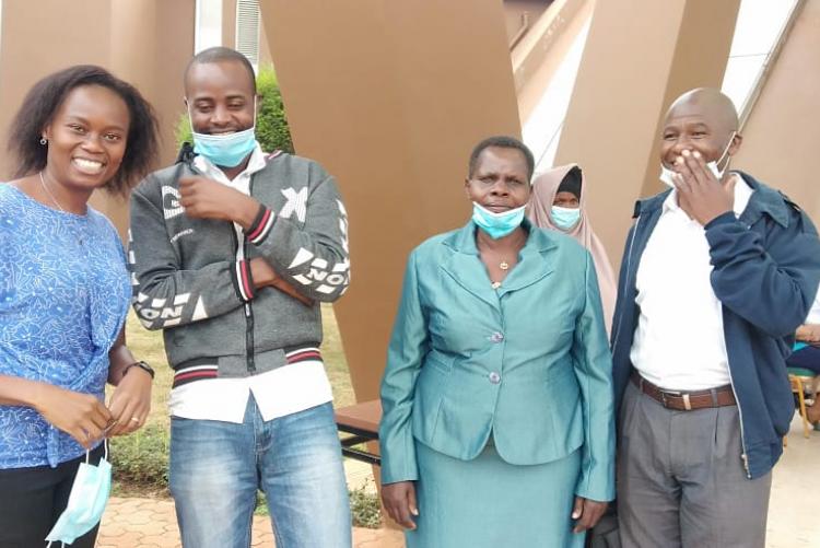 MS RUTH NTHENYA (LEFT), JARED OKACHI, CHRISTINE CHEMESUNDE  AND AGUTU 