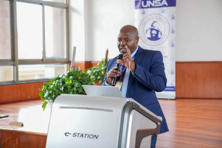 University of Nairobi's Director ICT Mr. Paul Kariuki during UNSA 2026/2027 Student Leaders in Transformational Leadership Workshop
