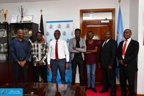 ) students from the Faculty of Engineering who will be representing Kenya in China meet the VC